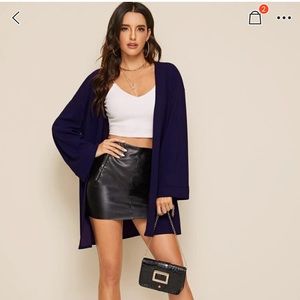 Dropped shoulder kimono coat